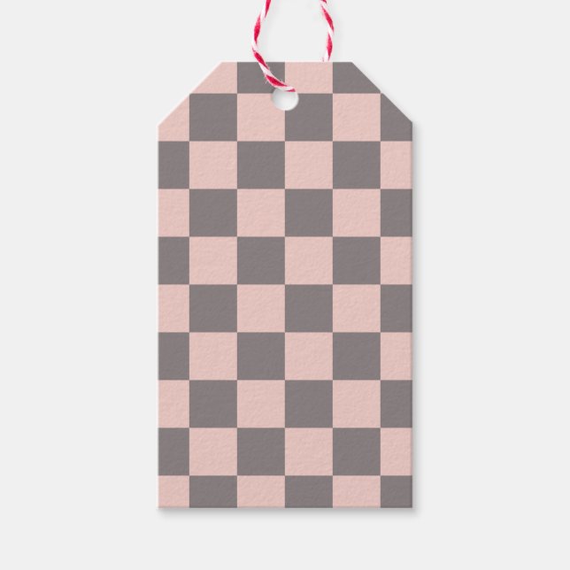 Grey and Pink Chequerboard Gift Tags (Front)