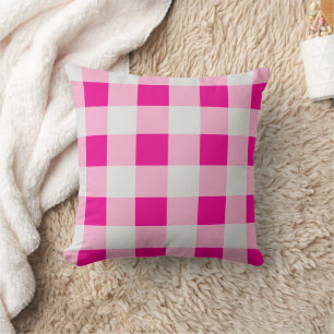 Grey and pink chequerboard Pattern  Throw Pillow