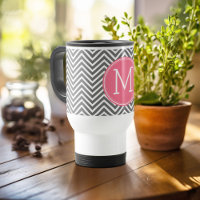 Grey and Pink Chevrons with Custom Monogram