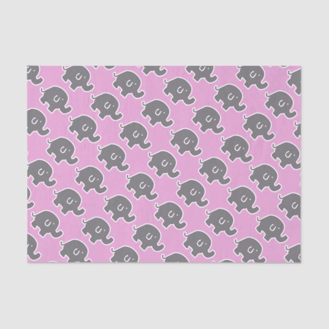 Grey And Pink Elephant Baby Shower Gift Tissue Tissue Paper (Front)