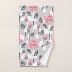Grey and pink. Floral pattern Hand Towel