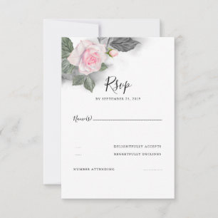 Grey and Pink Floral Wedding RSVP Card