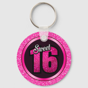 Grey And Pink Glitter Key Ring