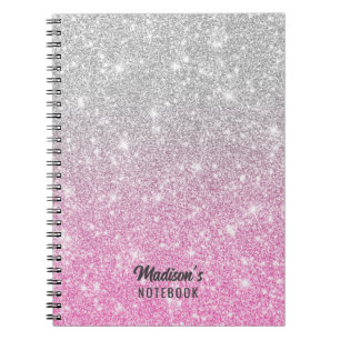Grey and Pink Glitter  Notebook