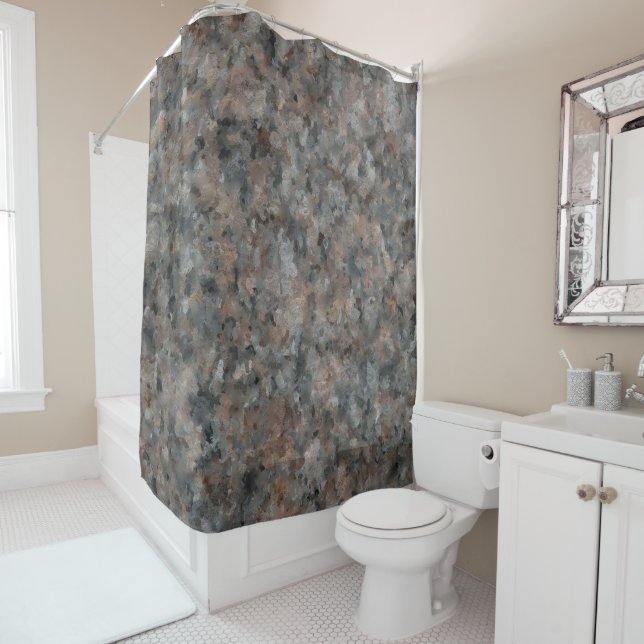 Grey and Pink Granite  Shower Curtain (In Situ)