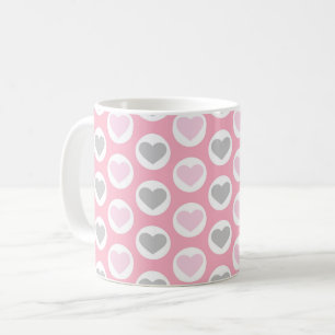 Grey and Pink Hearts Coffee Cup Valentine's Mug