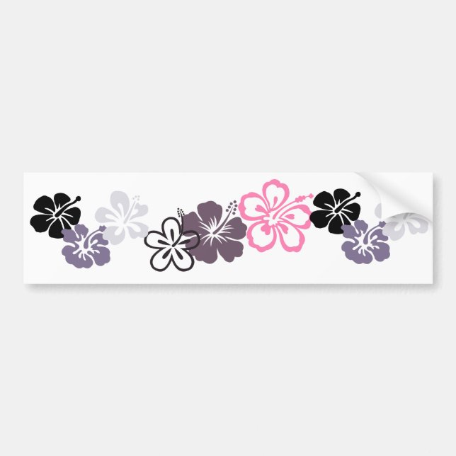 grey and pink hibiscus Hawaiian  theme Bumper Sticker (Front)