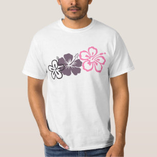 grey and pink hibiscus Hawaiian  theme T-Shirt