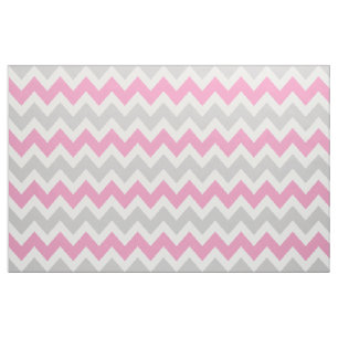 Grey and Pink Modern Chevron Large Scale Fabric