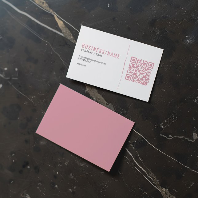 Grey and pink  QR code business card (Grey and pink coloured QR code business card with space for your own QR code.)