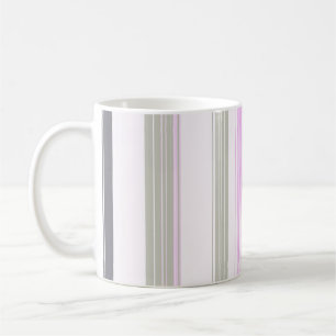 Grey and pink vertical stripes. coffee mug