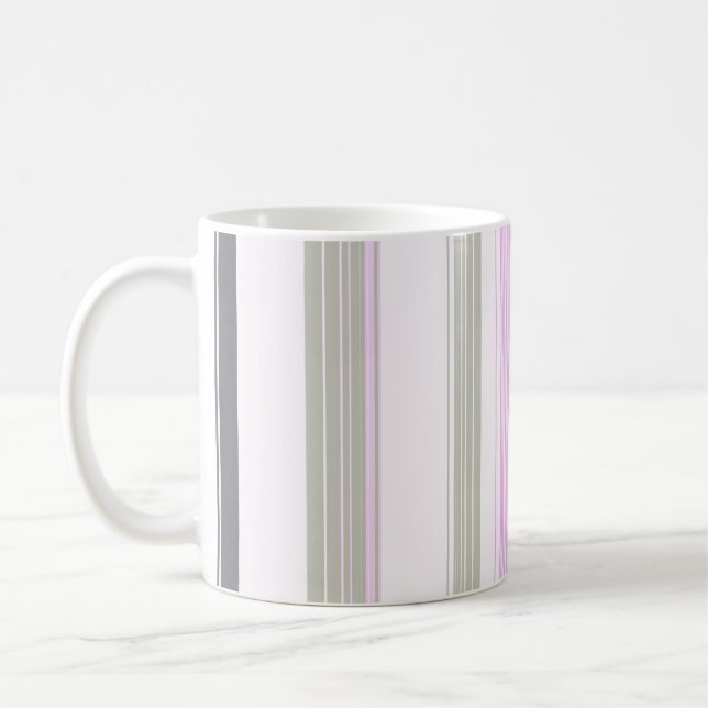 Grey and pink vertical stripes. coffee mug (Left)