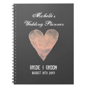 Grey and pink wedding planner organiser notebook