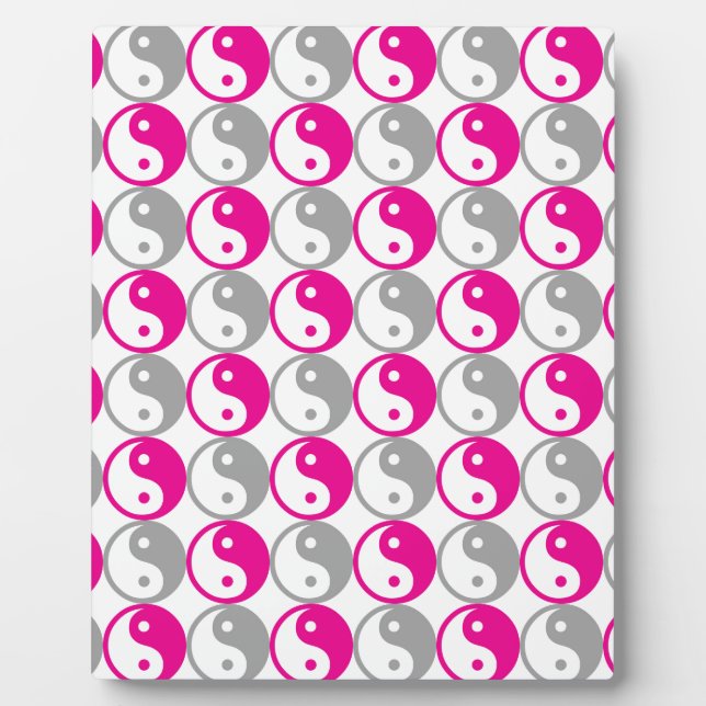 Grey and pink yin yang pattern plaque (Front)
