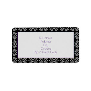 Grey and Purple  Address Label Stickers