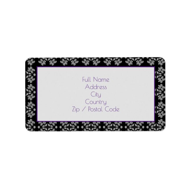 Grey and Purple  Address Label Stickers (Front)