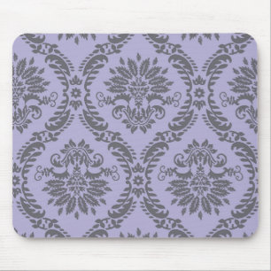 grey and purple damask mouse mat