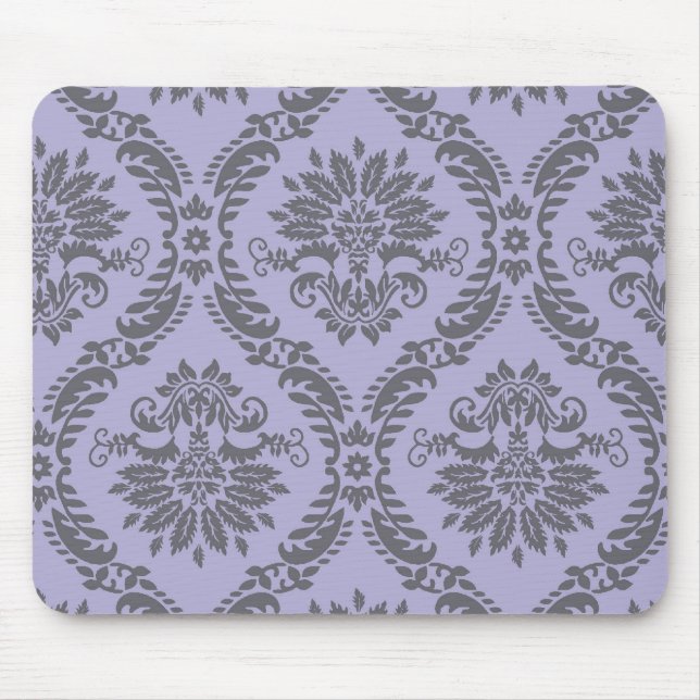grey and purple damask mouse mat (Front)