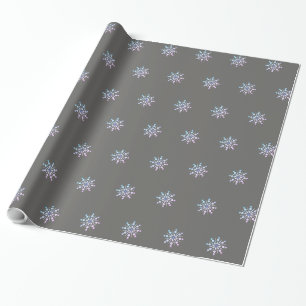 Grey and purple snowflake design wrapping paper
