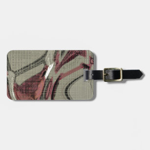 Grey and Red Abstract Art Luggage Tag