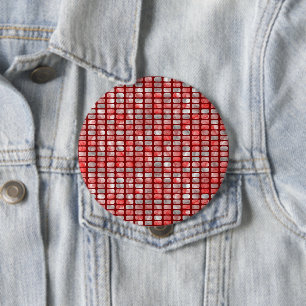 Grey and red blocks 10 cm round badge