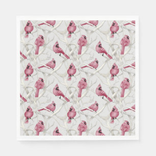 Grey And Red Christmas Cardinal Birds Napkin
