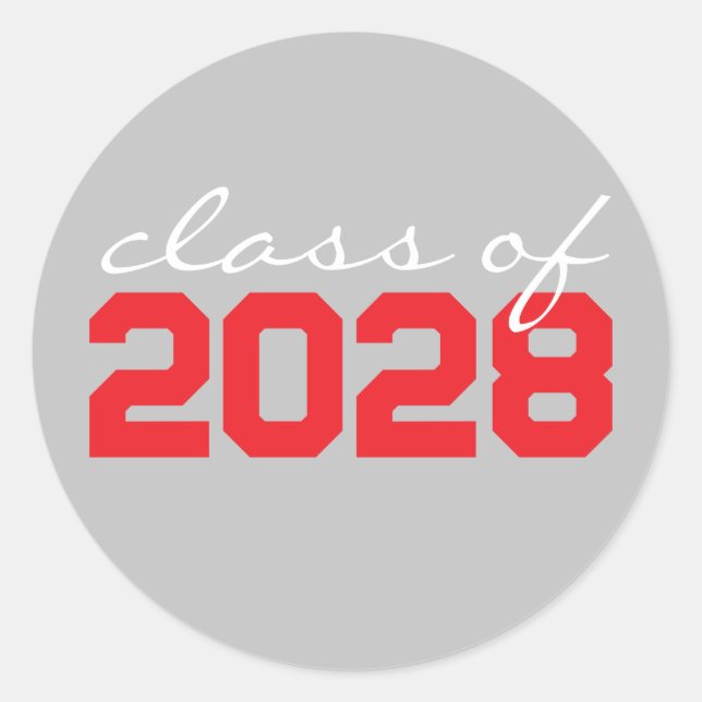 Grey and Red Graduation Classic Round Stickers (Front)