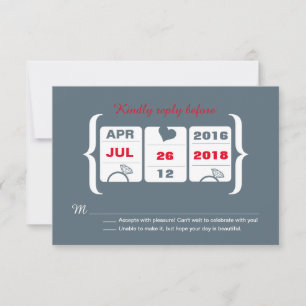 Grey and Red Slot Machine Wedding RSVP