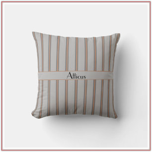 Grey and Red Striped Cushion