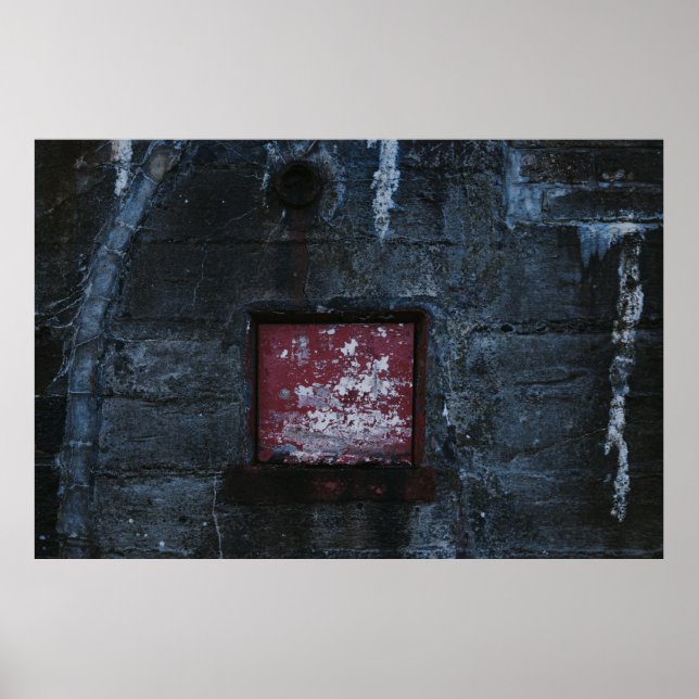 Grey and red wall-mount shelf poster (Front)