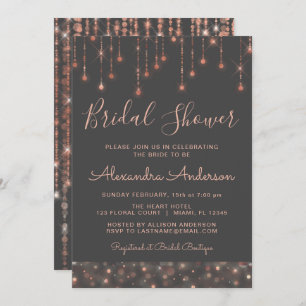 Grey and Rose Gold Bridal Shower Invitation