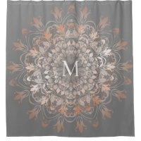 Grey And Rose Gold | Mandala Monogram Bath Mat