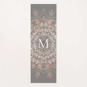 Grey And Rose Gold Mandala Monogram Yoga Mat