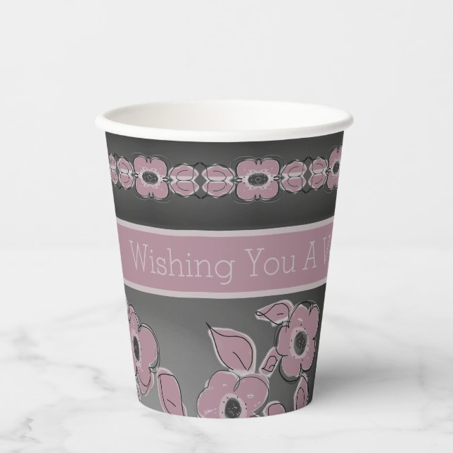 Grey And Rosy Pink Paper Cups (Front)