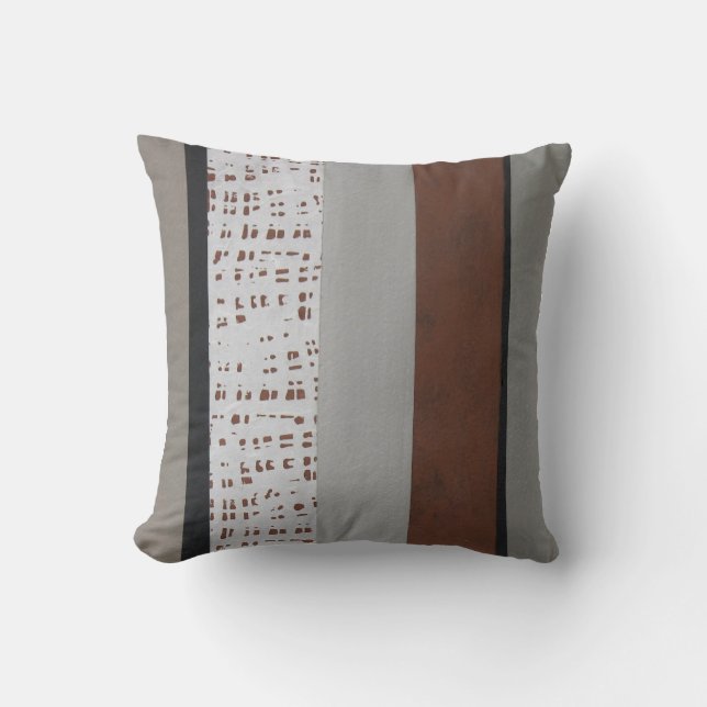 Grey and rust modern pattern cushion (Front)