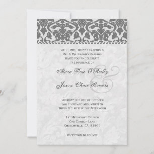 Grey and Silver Damask Wedding Template