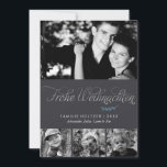 Grey and Silver Frohe Weihnachten Photo Holiday Card<br><div class="desc">Personalise these beautiful and modern Christmas or winter holiday cards with your family photos and personal message.</div>