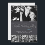Grey and Silver Frohe Weihnachten Photo Holiday Card<br><div class="desc">Personalise these beautiful and modern Christmas or winter holiday cards with your family photos and personal message.</div>