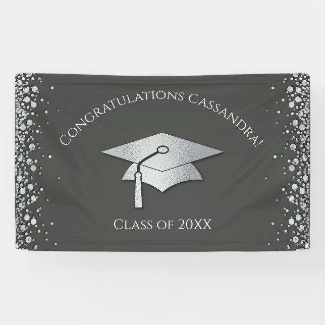 Grey and Silver Graduation Banner (Horizontal)