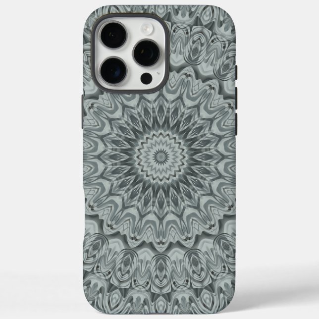 Grey and Silver Mandala Pattern Design Case-Mate iPhone Case (Back)