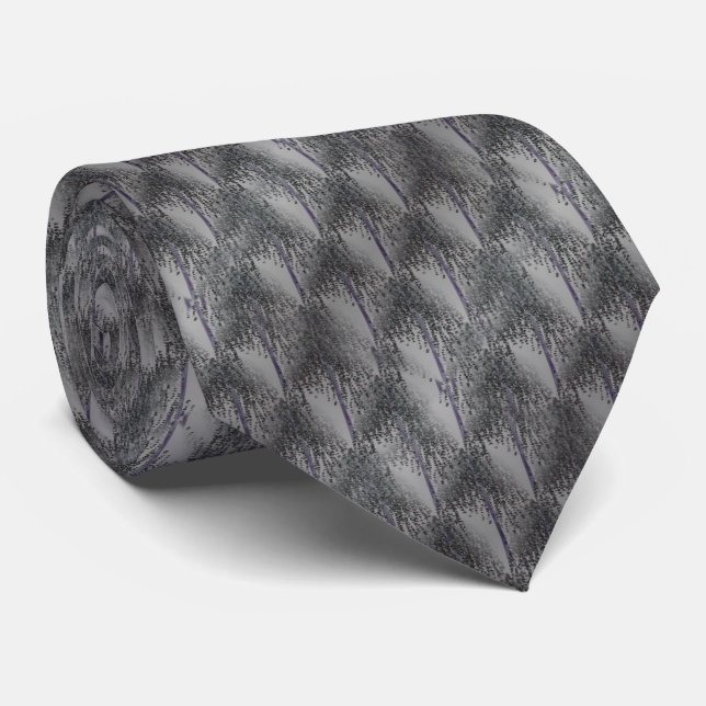 Grey And Silver Tree Abstract Pattern  Tie (Rolled)