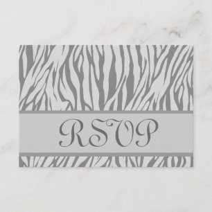 Grey and Silver Zebra Print RSVP Wedding Response