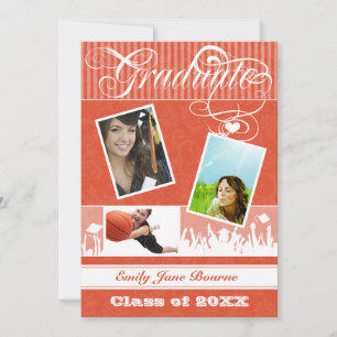 Grey and Tangerine Coral Senior Picture Class of Announcement