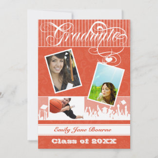 Grey and Tangerine Coral Senior Picture Class of Announcement