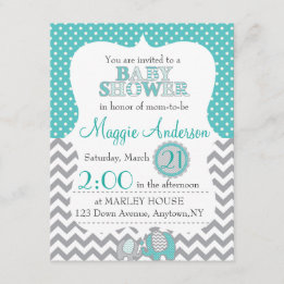 Grey and Teal Baby Shower Invitation