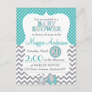 Grey and Teal Baby Shower Invitation