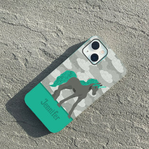 Grey and Teal Unicorn Personalised Case-Mate iPhone 14 Case