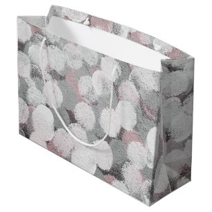 Grey and White Abstract Dots  Large Gift Bag