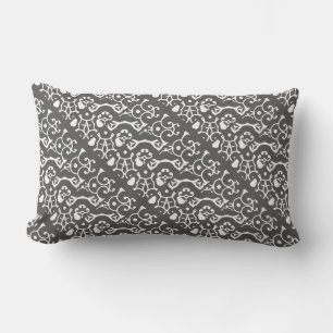 Grey and White Abstract Wild Pattern Lumbar Cushion