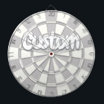 Grey And White Add Personal Text Dartboard<br><div class="desc">Personalise with your custom text Grey And White Coloured Dartboard</div>
